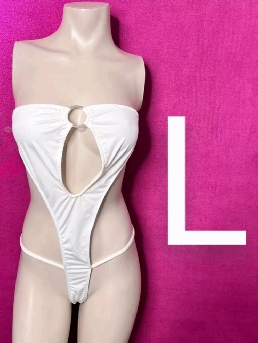🆕Sexy White Thong Bodysuit Size L